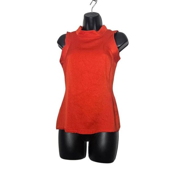 Alexander McQueen Blouse Size 40 Red Mock Neck Sleeveless Top - Picture 3 of 6